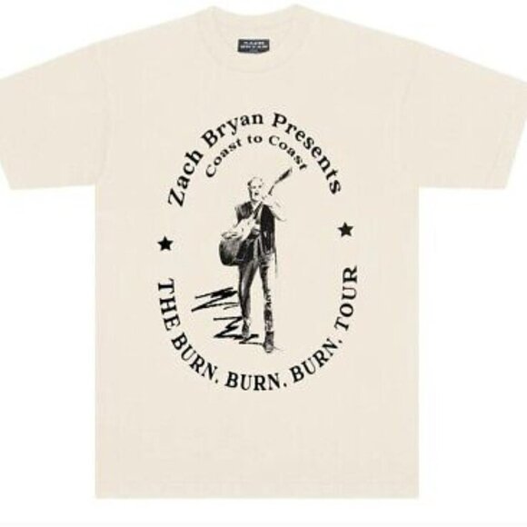 Zach Bryan Coast To Coast The Burn Burn Burn Tour Short Sleeve Tee 20604 - Picture 1 of 5
